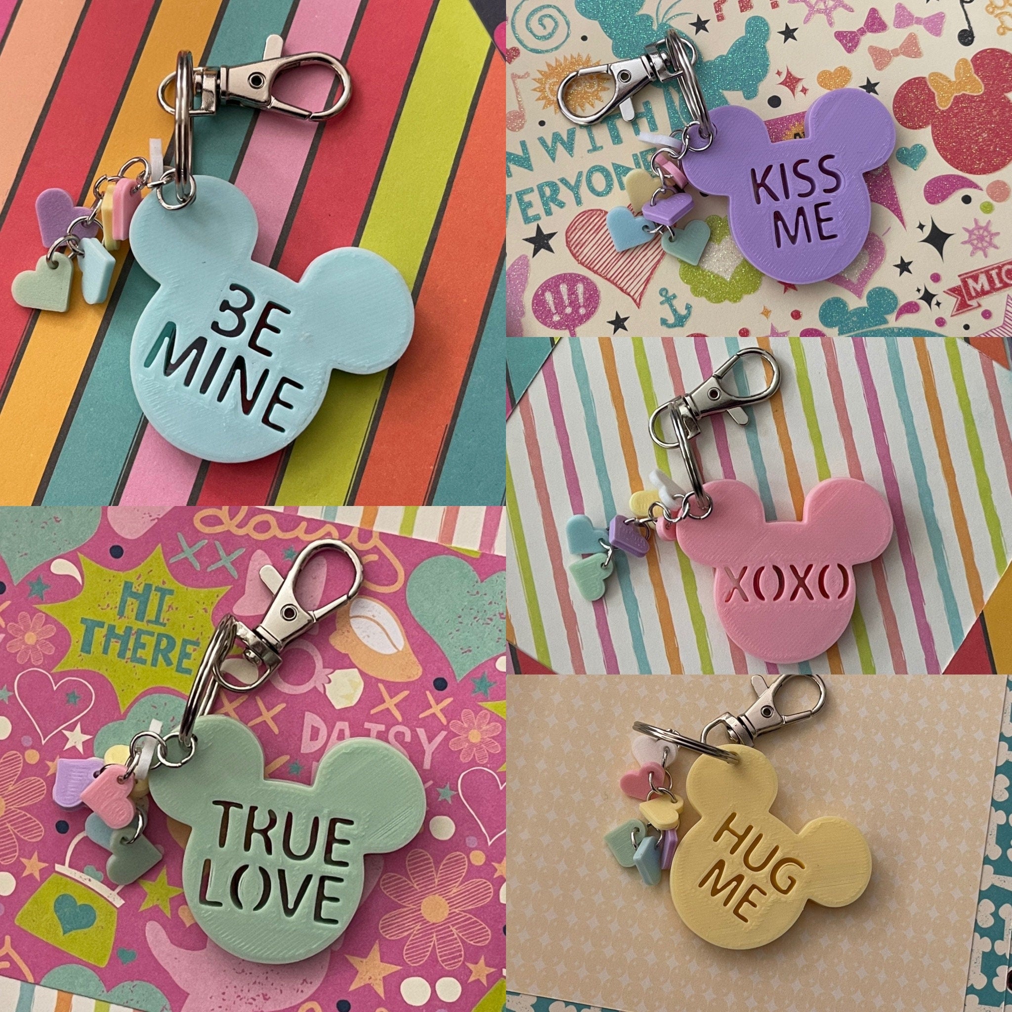 Conversation Heart Mickey Keychain